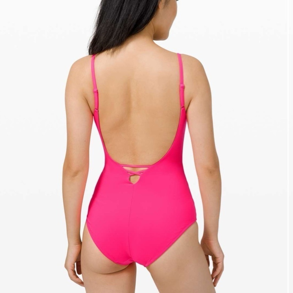 Lululemon Salt Laced One Piece Swimsuit Pink Highlight Size 12 Nwt - Picture 2 of 11